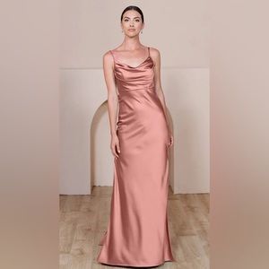 Revelry Skye Satin Bridesmaid Dress | Desert Rose | Size 8